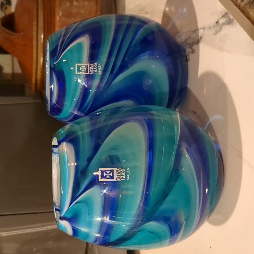 Mdina Glass Goblet tumbler pair